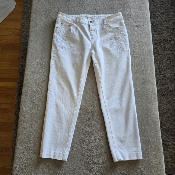 Maje embroidered cropped white jeans size 40 - Picture 3 of 14